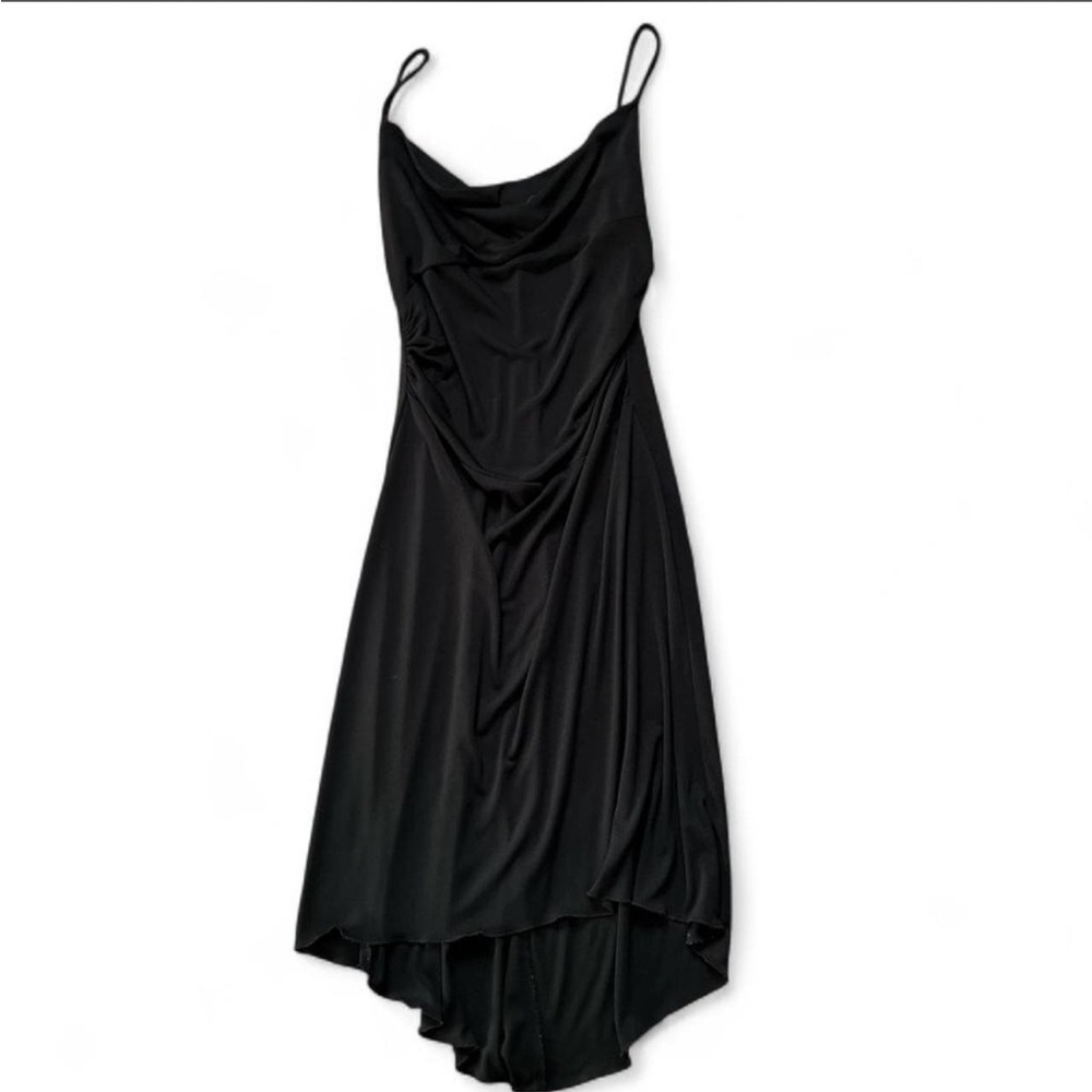 City Triangles Whimsy Goth black Cowl Neck Midi asymmetrical hem size large 90’s